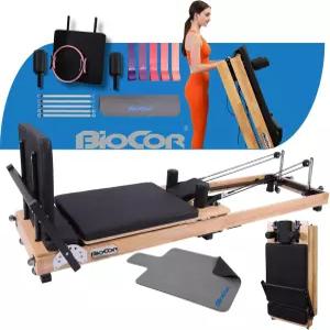바이오코어 MAX4.0 필라테스 리포머 링이 장착된 우드 머신 요가 밴드 및 점프보드 고저항 스프링 최대