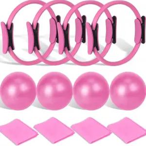 필라테스 링 및 볼 세트 벌크 12인치 서클 있는 장비 작은 요가 저항 밴드 필수 키트 홈 운동 여성