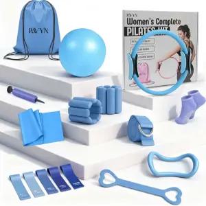파빈 필라테스 키트 16개 - 조절 가능한 5단계 저항 밴드 피트니스 링 운동 볼 손목 무게 및 홈 위한 필수