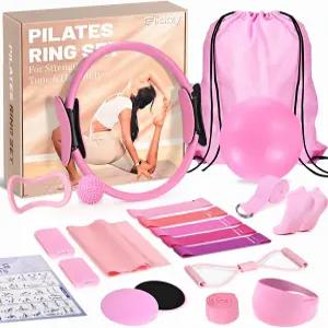 여성용 플릭지 20개 필라테스 링 세트 저항 밴드 포함 매직 서클 12인치 홈 운동용 키트 근력 토닝 및