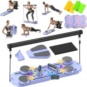 홈 운동을 위한 필라테스 리포머 보드 저항 밴드가 있는 15-in-1 접이식 여성 및 남성용 휴대용 Ab 코어
