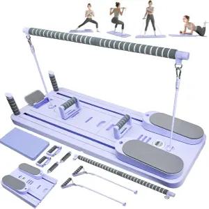 접이식 필라테스 리포머 세트 휴대폰 홀더가 있는 보드 다목적 머신 홈 운동 피트니스 복근을 위한 휴대용