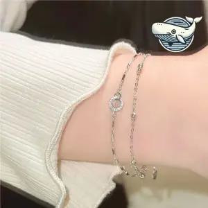 우아한 더블 체인 팔찌 럭셔리 링 장식 여성 nzb7+9qEB