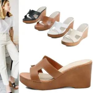 [카미엣뮤즈]키높이 웨지 뮬 슬리퍼_KM22w294