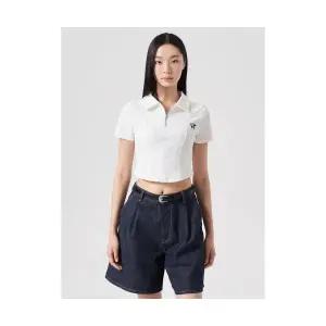 에잇세컨즈 반팔티셔츠 골지 반집업 반소매 티셔츠 화이트 1725330