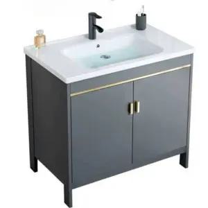 소형 세면대 하부장 세면기 세트 화장실 그레이(가로43폭35높이80cm) 서랍장