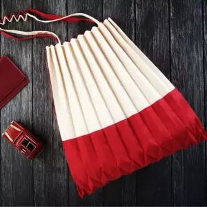 숄더백 아코디언 가방 여성 폴리백 플리츠 레드콤비