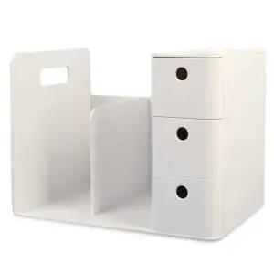 리템 콤보 책꽂이 화이트 일체형 3단서랍 연필꽂이 서류꽂이 책진열대 데스크멀티박스
