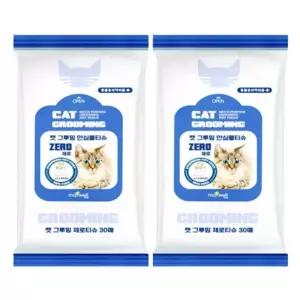 [에스에스_63]반려묘 고양이물티슈 세정 캣티슈 30매 2P