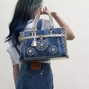 진 큐빅 핸드백 골드 실버 콜라보 크리스탈 숄더백 청