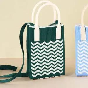 니트 미니 크로스백 니트백 다이아몬드 가방 그린