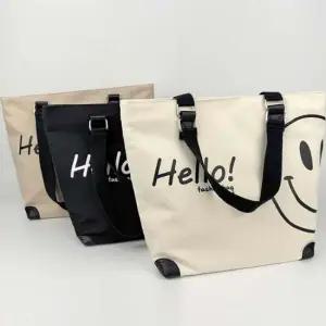 여성 3컬러 스마일 캔버스백 숄더백 대학생가방