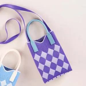 니트 미니 크로스백 니트백 다이아몬드 가방 퍼플