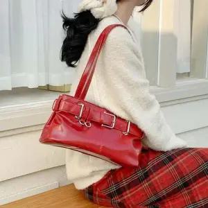 여성 데일리 가죽 숄더 백 결혼식 가방 레드