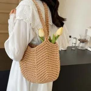 여성 니트 여름 펀칭 짜임 해변룩 비치룩 숄더백