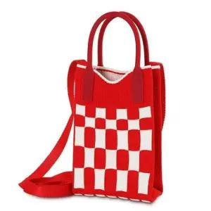 체스 니트 미니 크로스백 핸드폰 체커 가방 레드