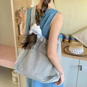 여성 나일론 가방 데일리 그물 메쉬 숄더 백 그레이