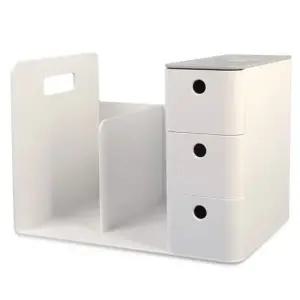 리템 콤보 책꽂이 쿨그레이 일체형 3단서랍 연필꽂이 서류꽂이 책진열대 데스크멀티박스