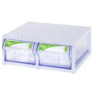 투명 더블 수납정리함 악세사리보관함 서랍장 책상정리 데스크정리 부품상자 부품함