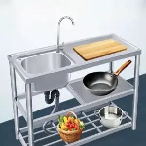 간이 주방 개수대 선반 캠핑 싱크볼 단층 수도접시 왼쪽