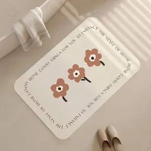 TBZ 플라워 구조토 화장실발매트 주방발판 딥브라운