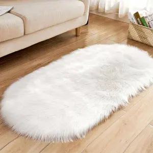 TBZ 포근한 감성 타원형 장모러그 화이트 거실러그 신혼