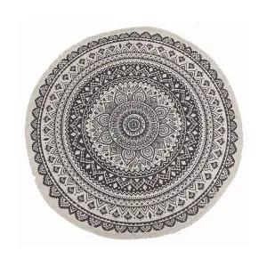 TBZ 북유럽풍 감성 린넨 러그(120cm) (블랙)