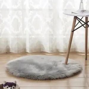 TBZ 포근한 감성 인테리어 원형 장모러그 그레이 신혼