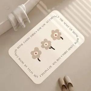 TBZ 플라워 구조토 화장실발매트 주방발판 밀크티