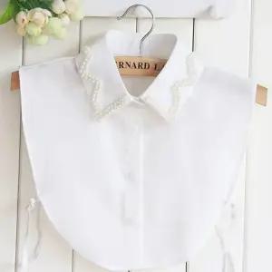 셔츠 목만있는 넥카라 넥케이프 포인트 카라 카라만 페이크 니트 레이어드 연출 이너 진주