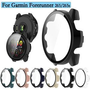 Garmin Forerunner 265 / 케이스 + 유리 풀 커버 카바리지 범퍼 PC 하드 커버 카바 고  스크린 보호 장치