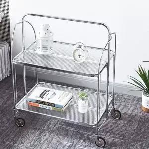 [RIZPICK]RO-2단 투명 트롤리 접이식 트레이 다용도 선반