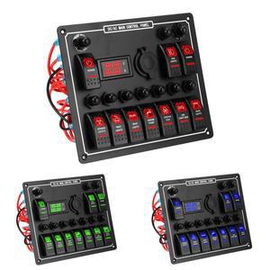 로커 스위치 패널 이중 전원 제어 과부하 보호, DC 출력 방수, 10 갱 15A