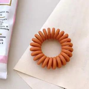 컬러 파스텔 무광 전화선 스프링 헤어끈 오렌지