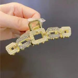 큐빅 진주 올림 머리 집게 머리 헤어 악세사리 큰 핀