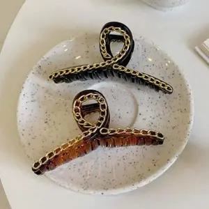 머리 집게핀 호피 머리핀 체인 장식 올림머리 헤어핀