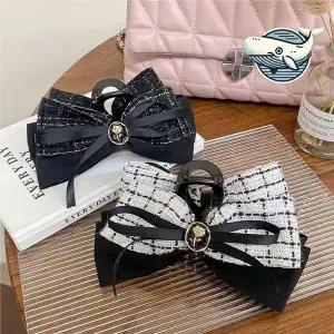 트위드 리본 집게핀 장미장식 데일리 헤어 미니집게핀 머리집게핀