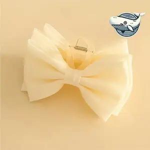 여성 리본 헤어핀 블링쉬폰 머리 집게핀 머리집게핀 반묶음집게핀