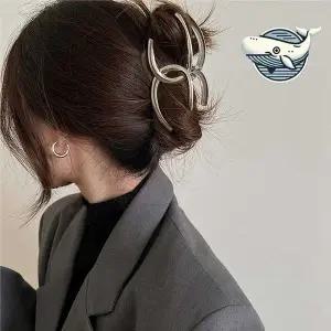 여성 헤어핀 메탈 소프트 실버 집게 스타일 리본집게핀 똑딱핀
