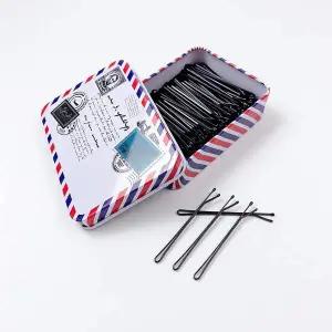 블랙 스트레이트 실핀 100개 틴케이스 세트