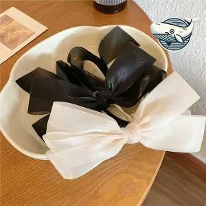 트렌디한 여성 리본 헤어핀 쉬폰 악세사리 큐빅머리핀 리본집게핀