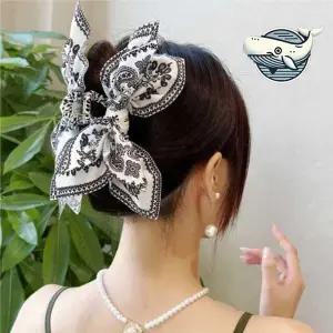 여성 쁘띠 리본 헤어핀 올림머리 집게핀 페이즐리 머리 스카프