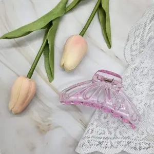 무난한집게핀 나비모양 라운드 헤어집게핀 투명퍼플