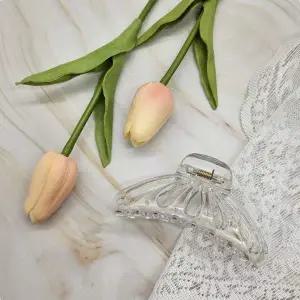 무난한집게핀 나비모양 라운드 헤어집게핀 투명화이트