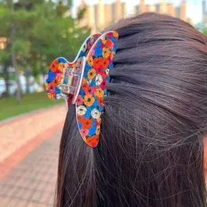 플라워 빅 헤어핀 집게핀 꽃 헤어집게