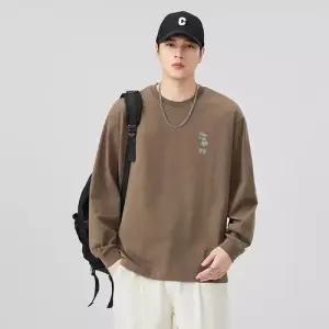 남친 캐주얼 빈티지 상의 티 순면 긴팔 라운드넥티 봄가을 프린트 MODU1