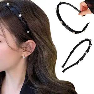 진주알 큐빅 얇은 머리띠 헤어밴드 청순 셀프웨딩