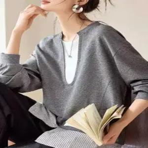 여친 어깨선 봄가을 슬림 맨투맨 통근넥 상의 DUCHI1