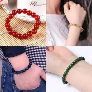 TBZ 천연석 종류별 커플 원석 보석 공작석 팔찌 6mm 말라카이트