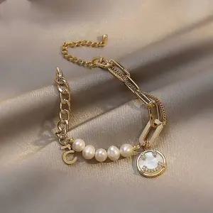 TBZ 박스 스마일 팔찌 2가지 코인 담수진주 체인 연장고리